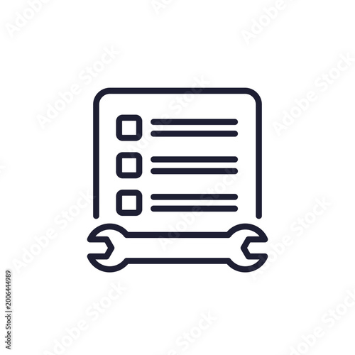 service list line icon with checklist and wrench