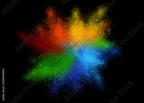 Vibrant Multi-Color Powder Explosion Against Black Background