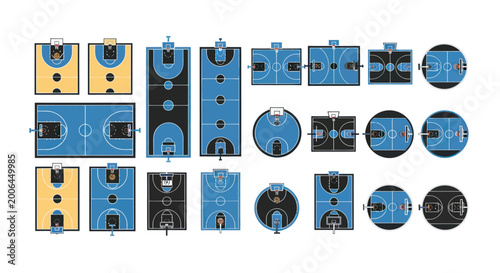 Basketball Court Collection: Various Designs and Layouts, Top View