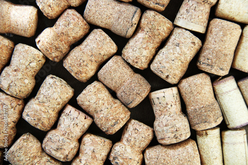 Wine and champagne corks background is close