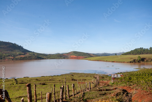 Принти на полотні The natural scenery of Da Lat, sunlight shining through the thin mist at the foo