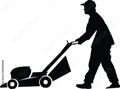 modern Lawn mower guy icon silhouette