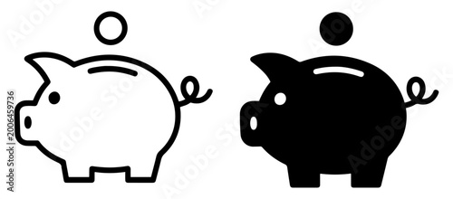 Bild auf Leinwand piggy bank icon money saving outline