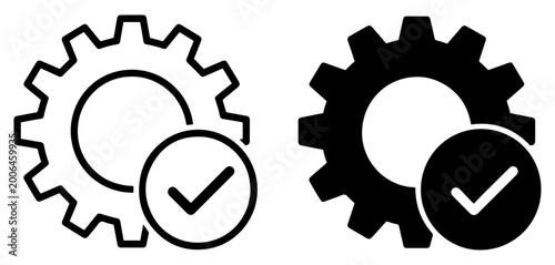 Foto gear check mark vector icon set