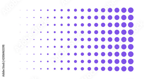 Purple halftone dot gradient pattern with increasing circle sizes