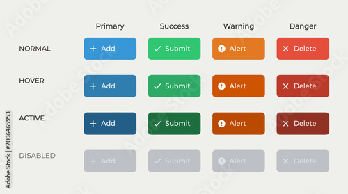 Tableau sur toile User interface buttons in different states.