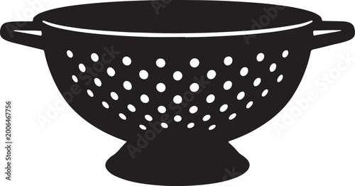 фотографія Kitchen Colander Silhouette Icon for Straining and Washing Food