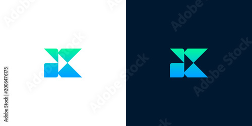 Canvastavla Abstract geometric shapes forming a modern, minimalist letter 'K' logo design in