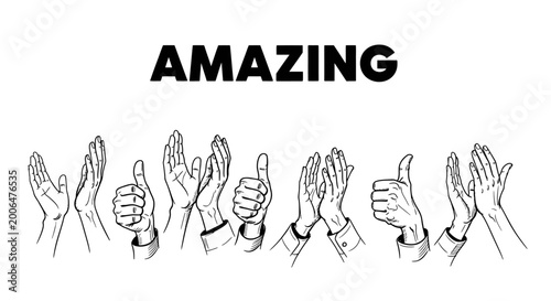 Schilderij op canvas Hands showing approval and appreciation gestures.