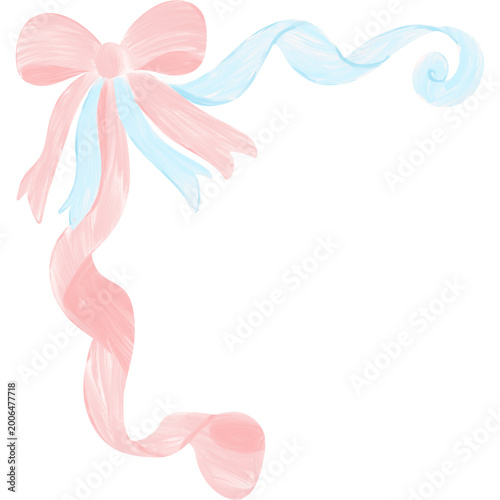 pink and blue ribbon corner decoration