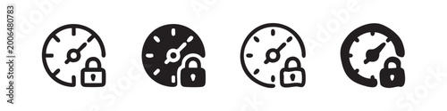 Fotografía Time lock and secure deadline clock icon set