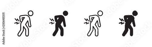 Fotografie Back pain icon set, illustrating a person suffering from discomfort or injury in the lower back area