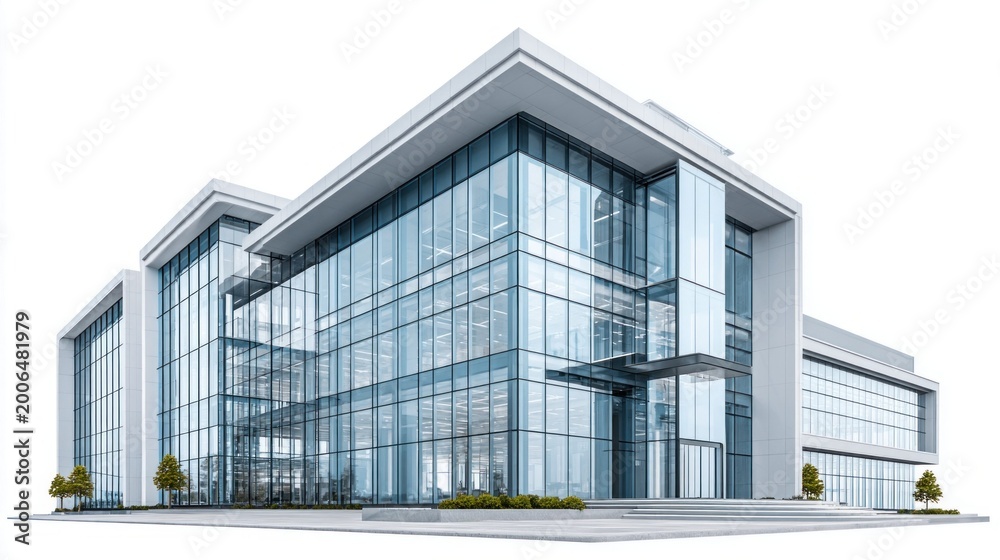Fototapeta premium Modern glass office building with clean lines and minimalist architecture