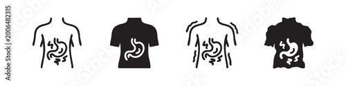 Foto Doodle style torso anatomy icons showing stomach and intestines
