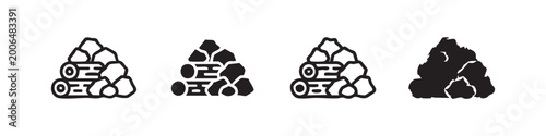 Cuadro en lienzo Pile of coal and wood logs icon, representing fuel