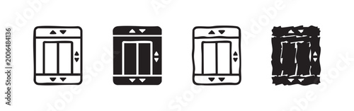 Fotografia Set of four elevator icons: outlined, filled, outlined with torn edges, filled w