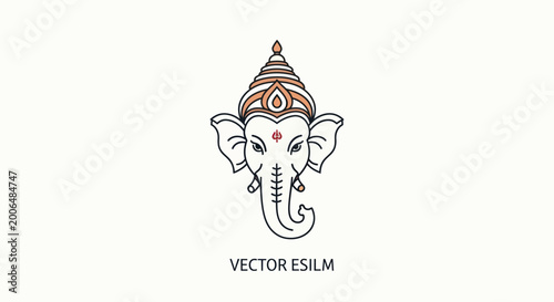 Tableau sur toile Ganesha Elephant Head Icon Vector Illustration - Hindu Deity Symbol