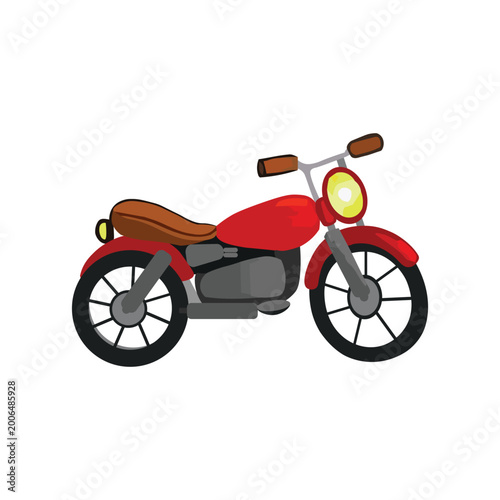 Red motorcycle with brown seat