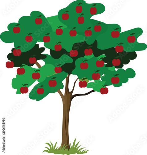 Apple tree with red apples