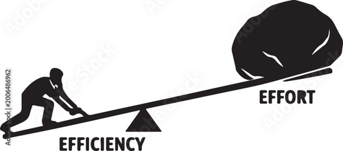 Tableau sur toile Businessman using lever for efficiency to lift heavy effort