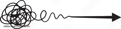 Fotografija Black messy scribble line ending with a straight arrow