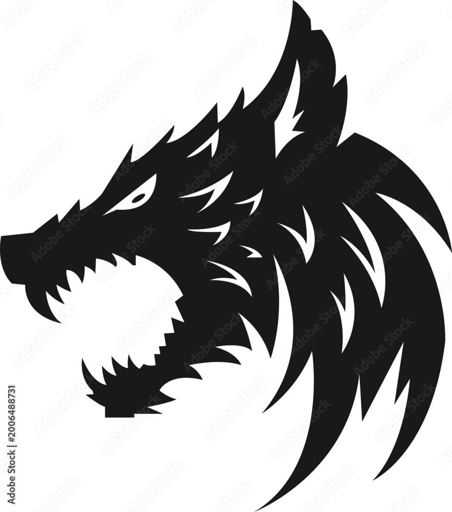 Fototapeta premium wolf tribal tattoo icon