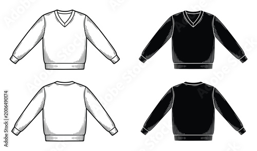 Billede på lærred Sweater Vector Illustrations in Black and White