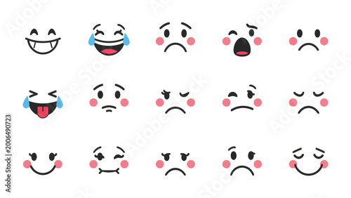 Canvastavla Emotions Expressions: A charming array of hand-drawn emoji faces showcasing a spectrum of human feelings