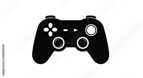Black video game controller silhouette on a white background isolated gamepad design silhouette high quality professional detailed modern elegant stylish clean