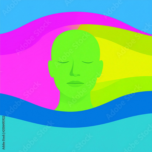 Abstract human face with copy space symbolizing mental health balance
