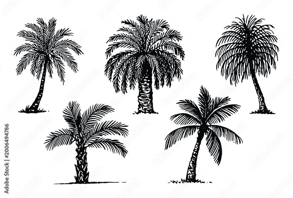 Fototapeta premium Black Palm Trees Vector Illustration