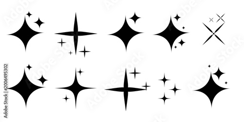 Billede på lærred Star sparkle and shine icon collection