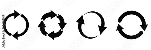 Free Download circle arrow silhouette icon set, refresh, reload arrow sign, recycle symbol Vector illustration - GFXLoad