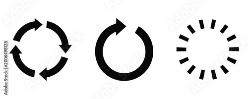 circle arrow silhouette icon set, refresh, reload arrow sign, recycle symbol Vector illustration