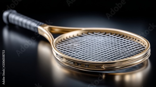 Focus on tennis racket design showcasing innovation in sports equipment