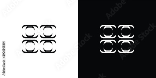 Foto Black and white of interconnected puzzle pieces forming a square shape geometric
