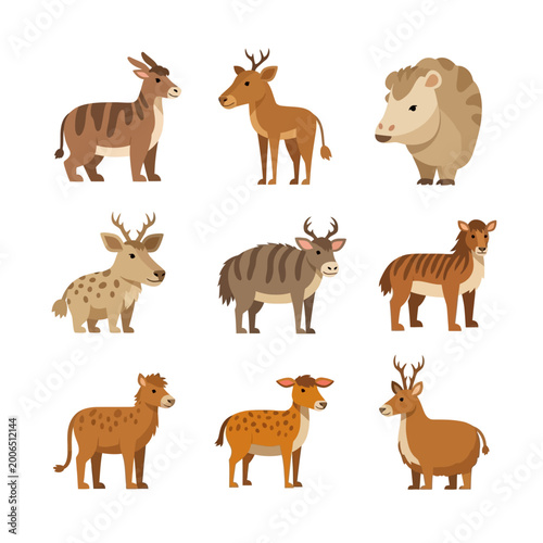 Canvas Print Group of various wild animals standing.