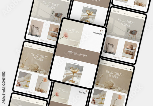 Multiple Tablet Screens Mockup