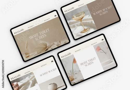Multiple Tablet Mockups for App and Website Display