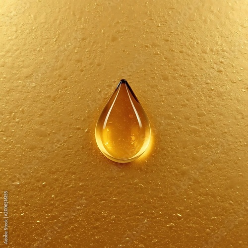 Golden oil drop on textured surface