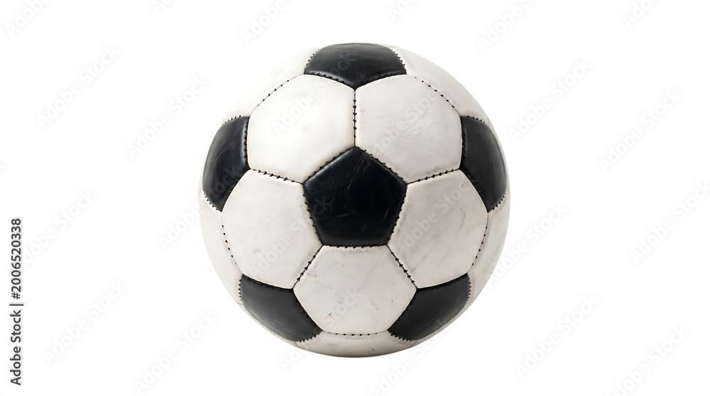 Naklejka premium Classic black and white soccer ball isolated on a dark background