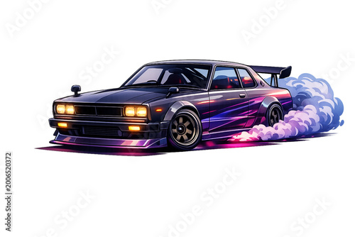 old sports car, drift car, night city, street drifting, retro car, classic sports car, urban night, neon lights, tire smoke, high speed, street racing, vintage car, night driving, city lights, driftin