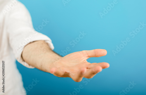 Person's open hand, palms u...