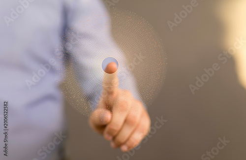 Person interacting with a d...
