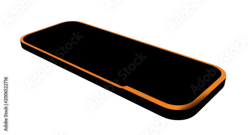 A black and orange object on a white background