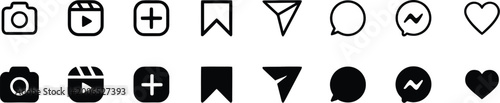 instagram like icon, love, comment, repost, save, share icon signs - social media notification like comment, share icons. social network post reactions collection set. vector illustration. Like.