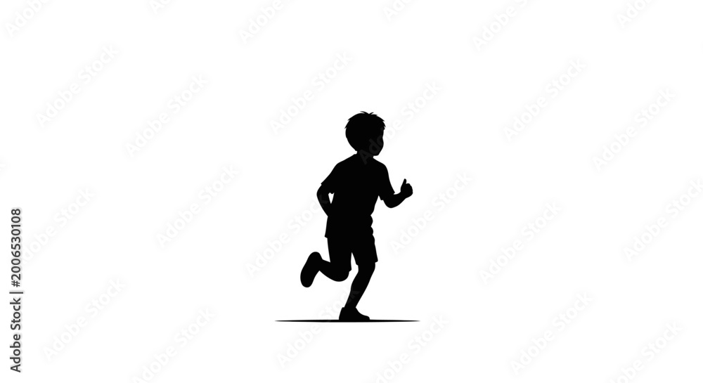 Fototapeta premium Silhouette of a child running fast.