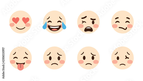 Foto Expressions of Emotion: A spectrum of emotive expressions, each face radiates a
