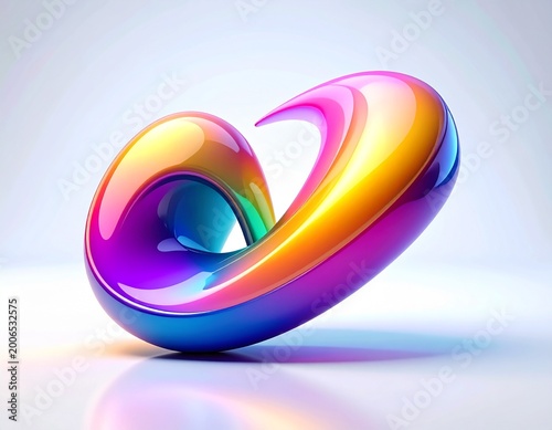 Glossy 3D infinity symbol with a colorful rainbow gradient on white background, representing eternity, continuity, and neurodiversity awareness.
