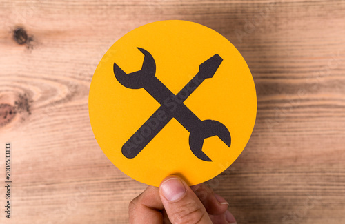 Symbol of tools on a wood b...